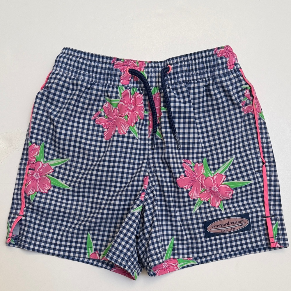 Vineyard Vines Navy Gingham Swim Shorts | 3T